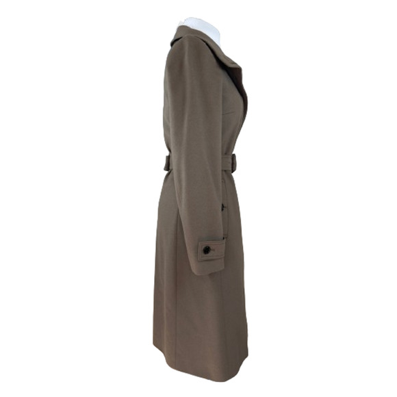 COPY - Burberry Trench Coat Belted Cashmere Wool Pea Coat Dark Green Tan US 4 U… - Picture 7 of 14